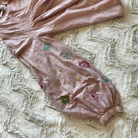 Let It Be Boho Top with Bubble Puff Sleeves sx L - Picture 4 of 5